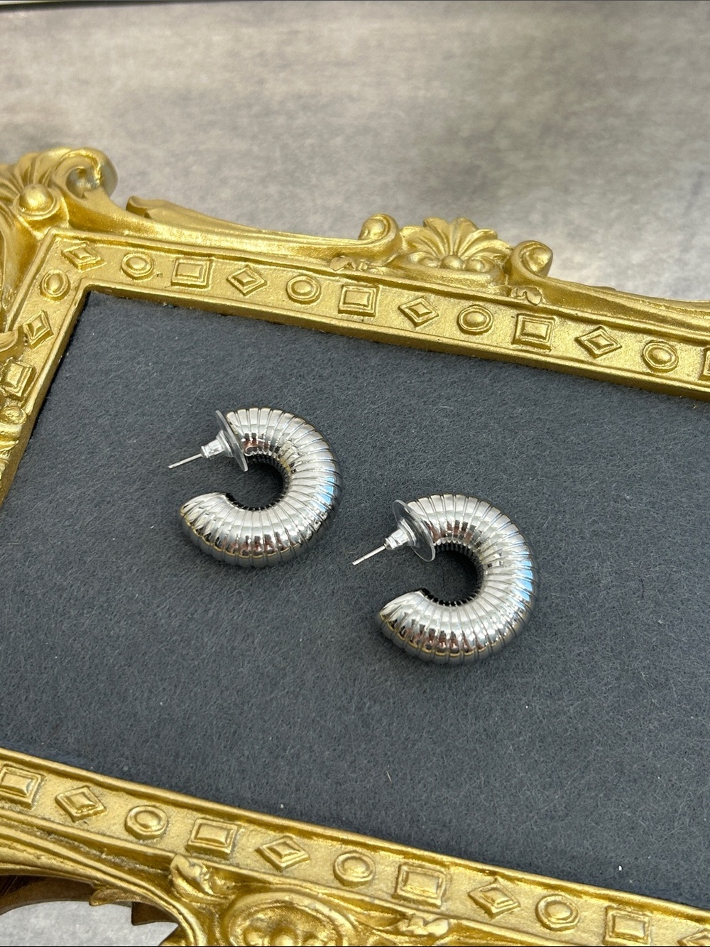 Park Lane Silver Ribbed Hollow Hoop Earrings - Women Jewelry